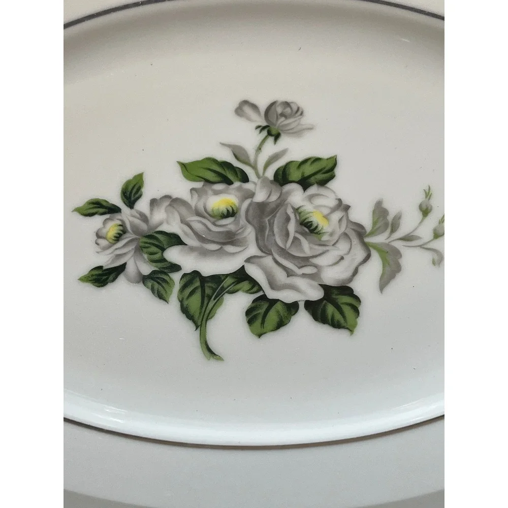 Gold Coast China First Love Oval Serving Platter White Roses Japan 12 inch